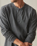 Men's Long Sleeve Broken-In Premium Slub Henley - Washed Black